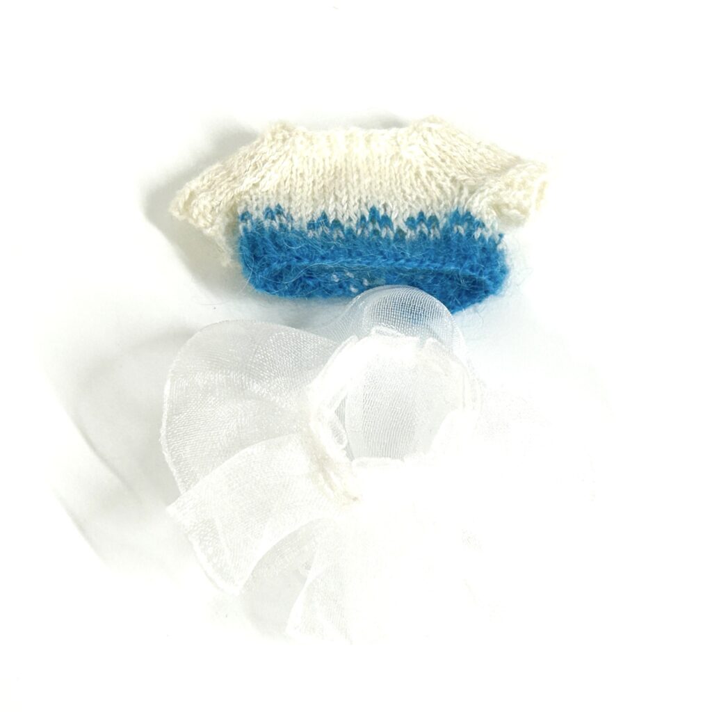 White and Blue Sweater and Skirt Handmade