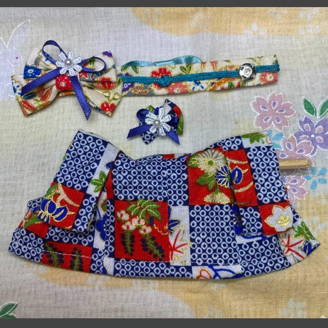 KIMONO BLEU FAIT MAIN Époque Japon Ne s'applique pas