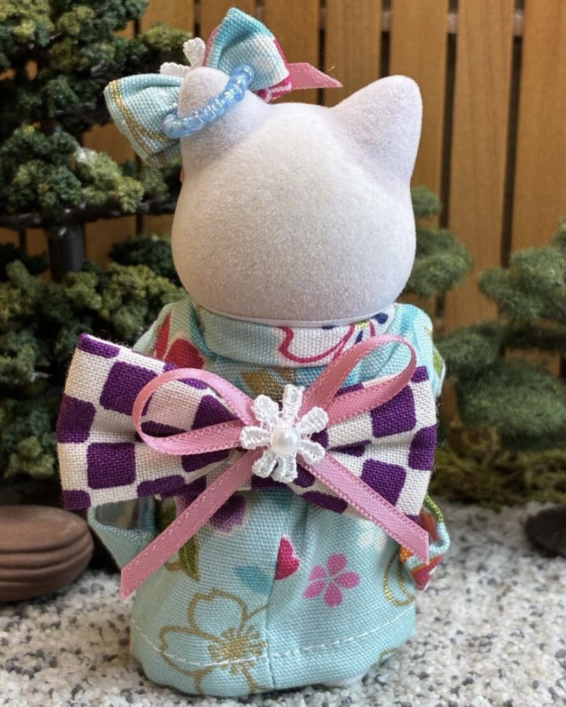 Light Blue Floral Kimono for Mother Handmade