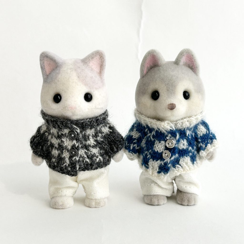 Cardigans Houndstooth and Check Pattern Handmade