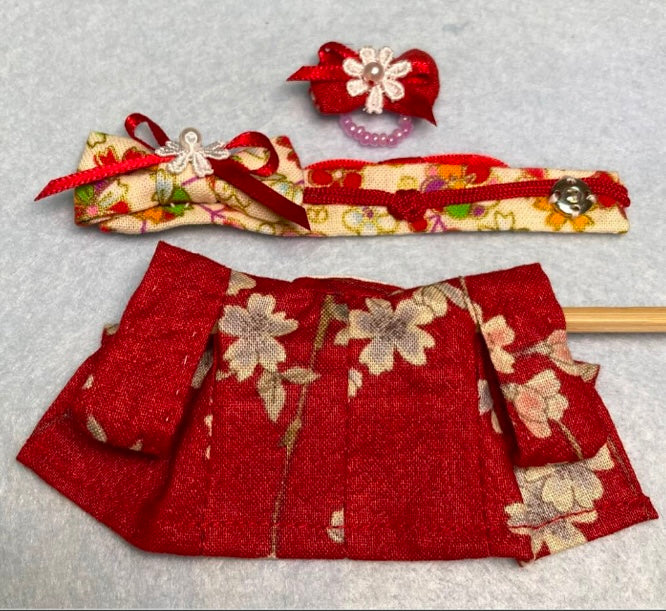 HANDMADE RED SAKURA KIMONO FOR GIRL Japan Does not apply