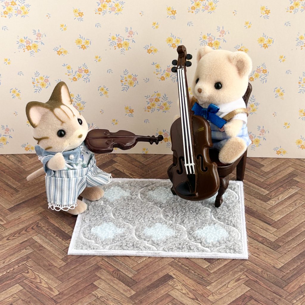 Miniature Blue Gray Arabesque Tile Pattern Rug Seria