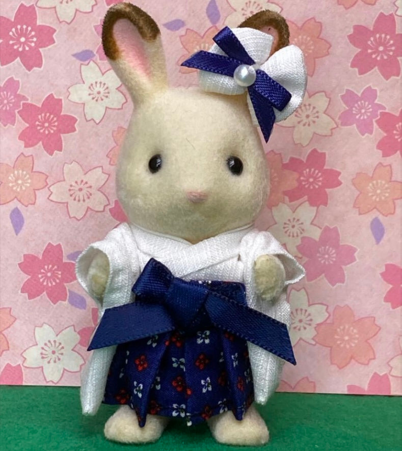 ROBE HAKAMA BLEU MARINE FAIT MAIN POUR FILLE Époque Ne s'applique pas