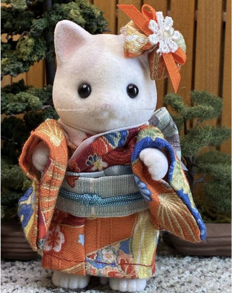 Floral Orange Kimono pour Mère Fait Main