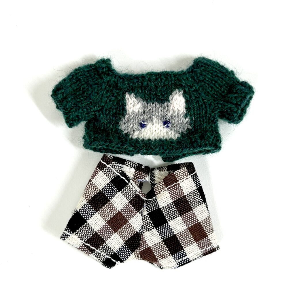Cat Day Sweater Set Grey Bicolor Cat Handmade