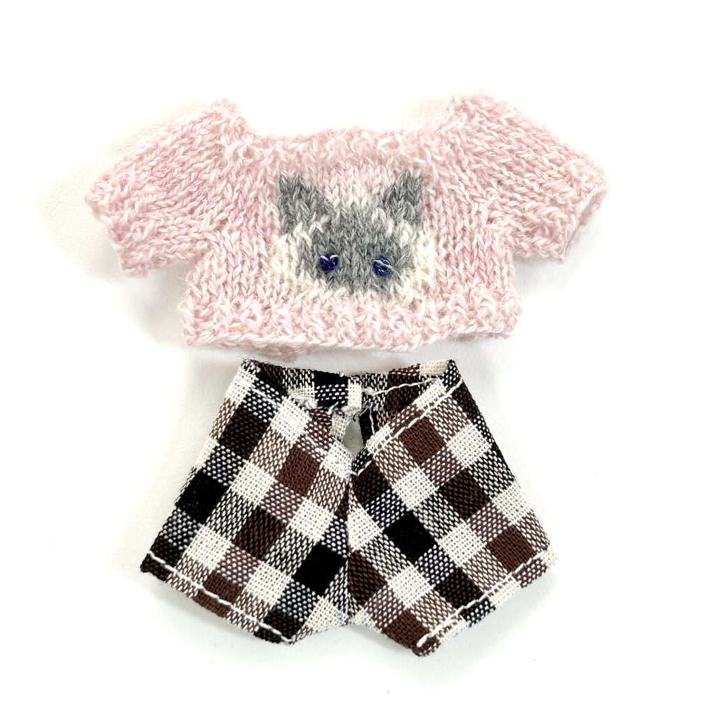 Cat Day Sweater Set Grey Siames Cat Handmade