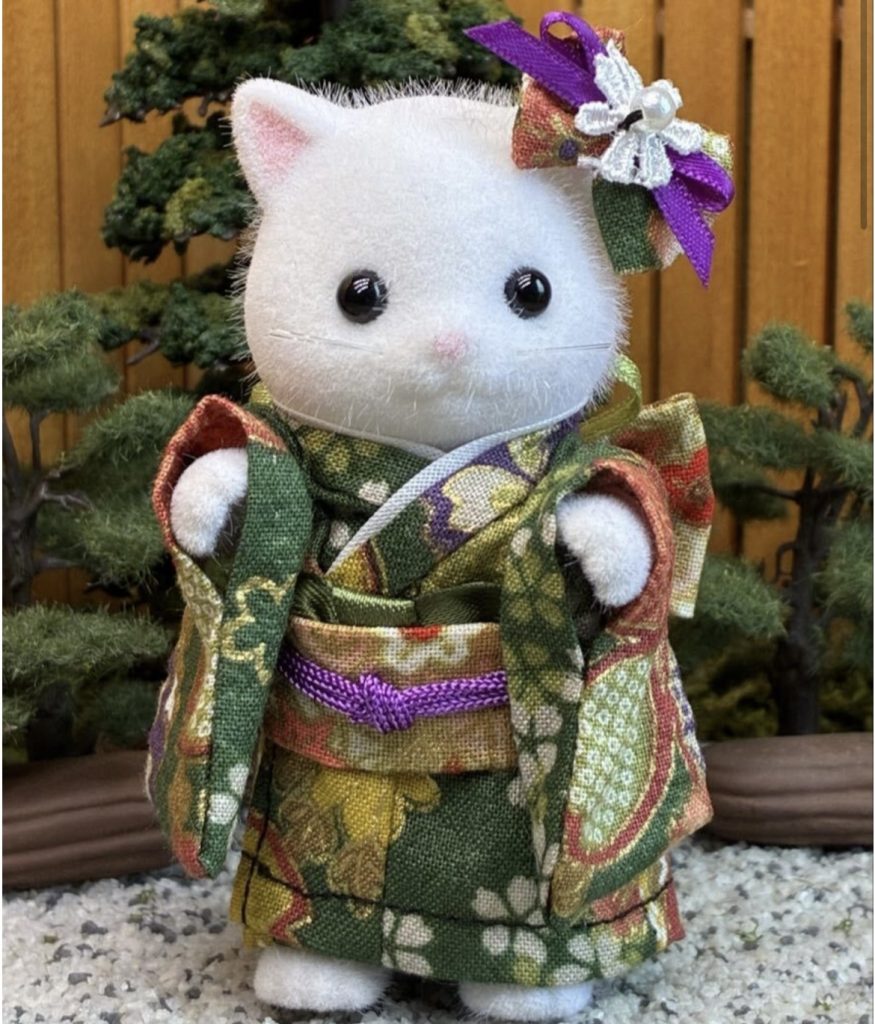Kimono verde hecho a mano para madre
