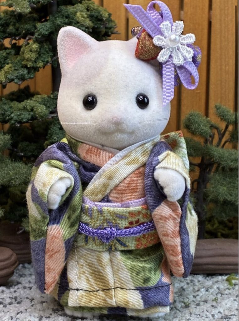Kimono violet fait main pour mère fait main