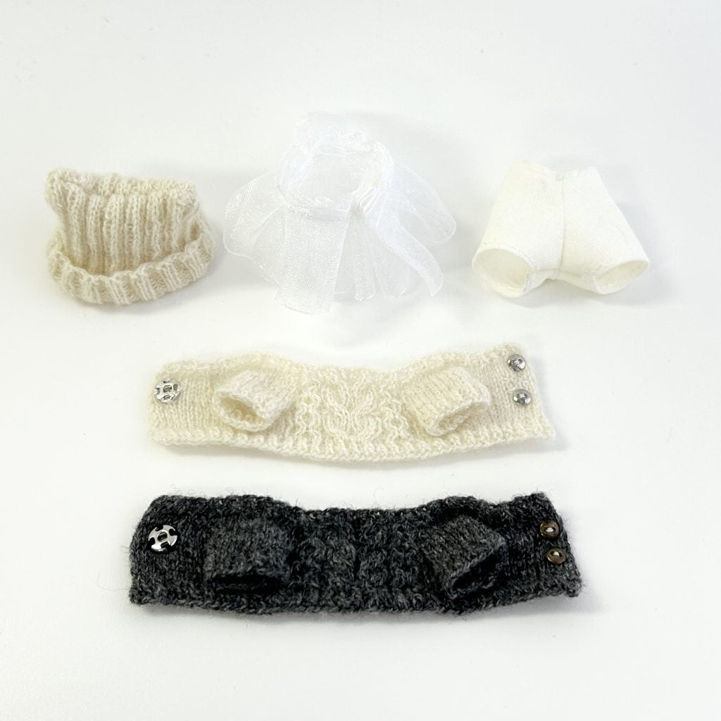 Ensemble tricoté Aran fait main gris blanc fait main