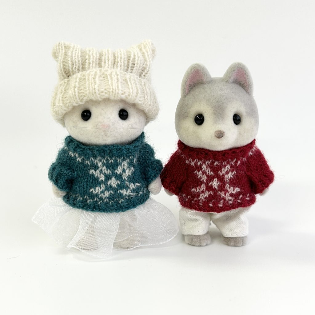 Nordic Sweater Set Red Green Handmade