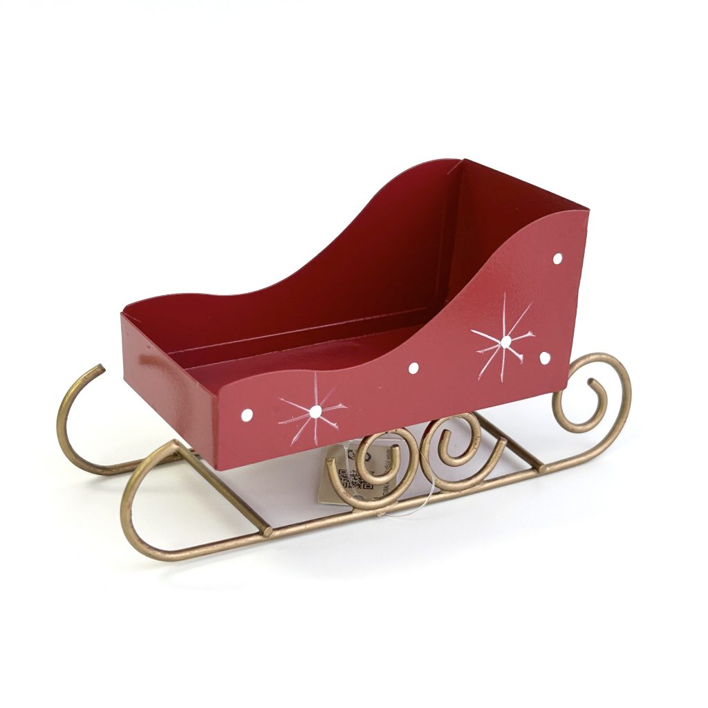Tin Red Sled Ornament Natural Kitchen