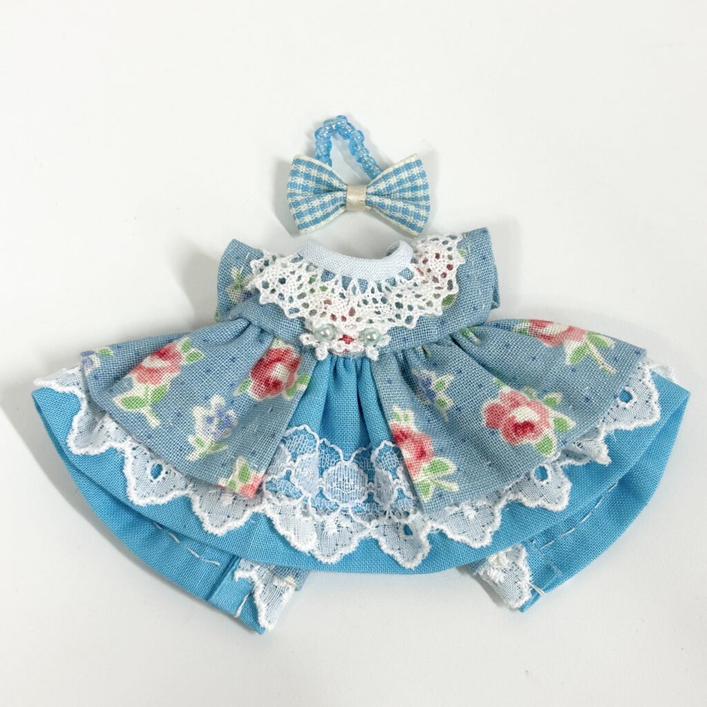 Blue Rose Overskirt Dress Handmade