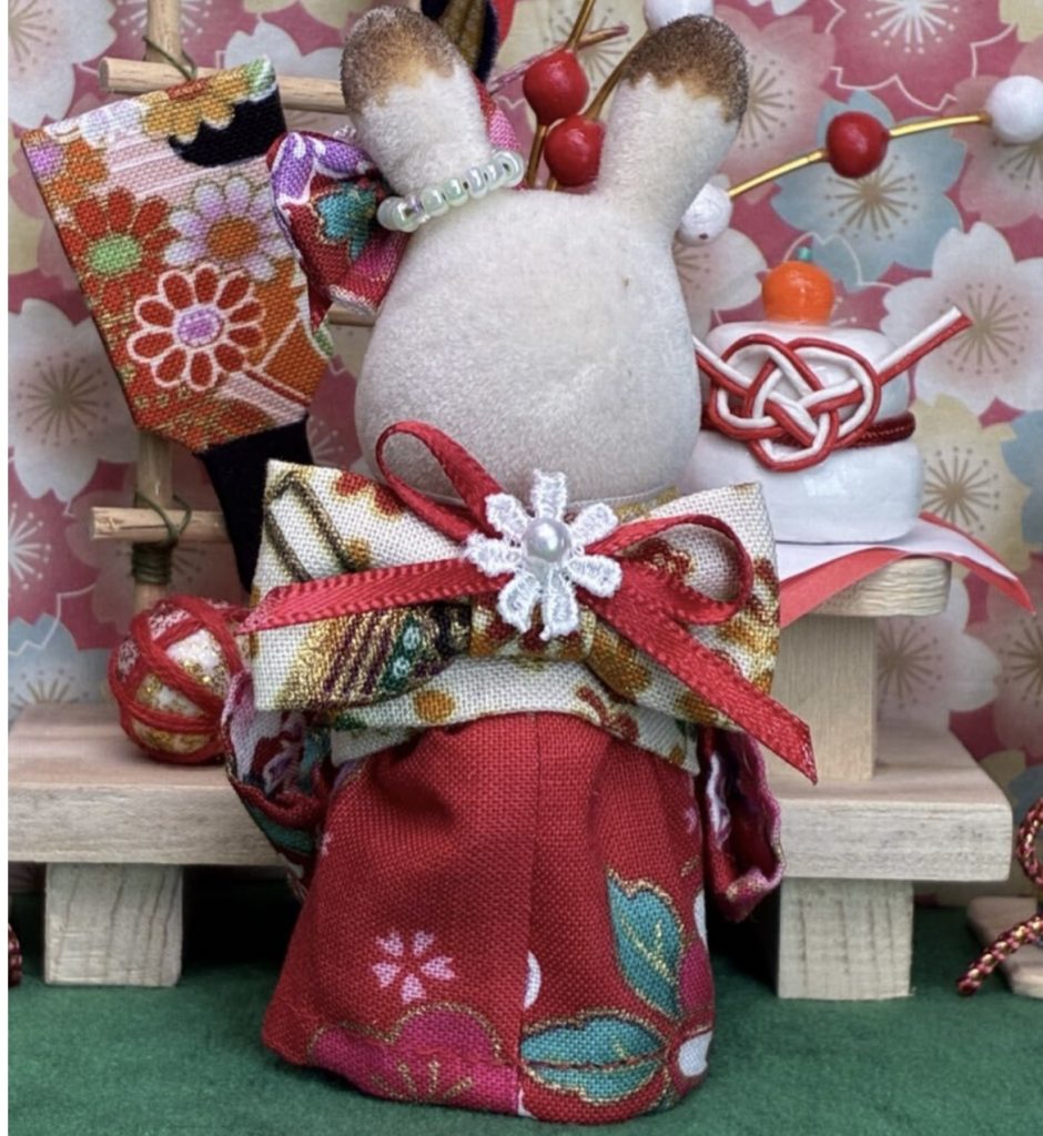 Kimono fait main pour grande sœur Rouge floral fait main