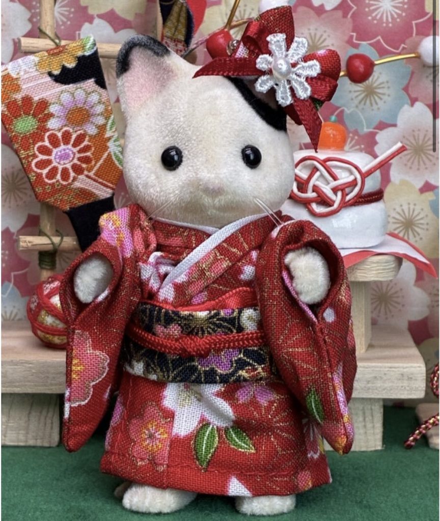 Kimono fait main pour mère Rouge Floral fait main