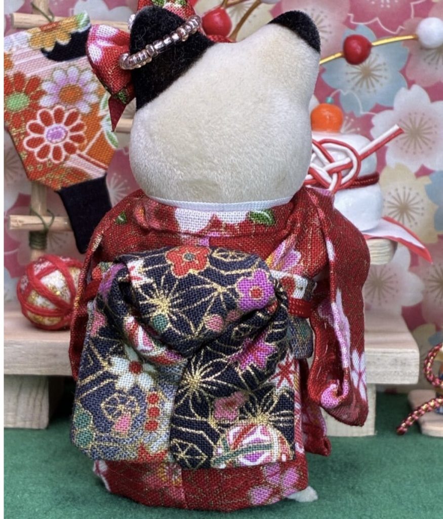 Kimono fait main pour mère Rouge Floral fait main