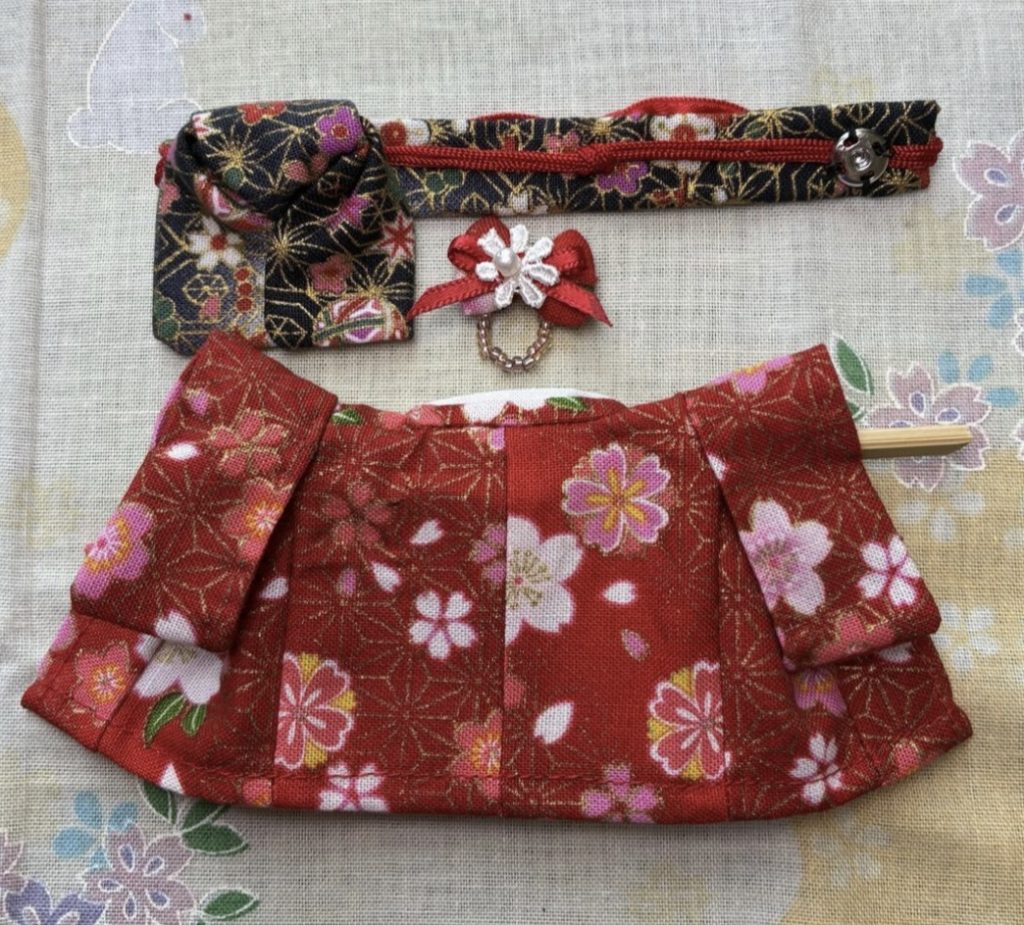 Kimono fait main pour mère Rouge Floral fait main