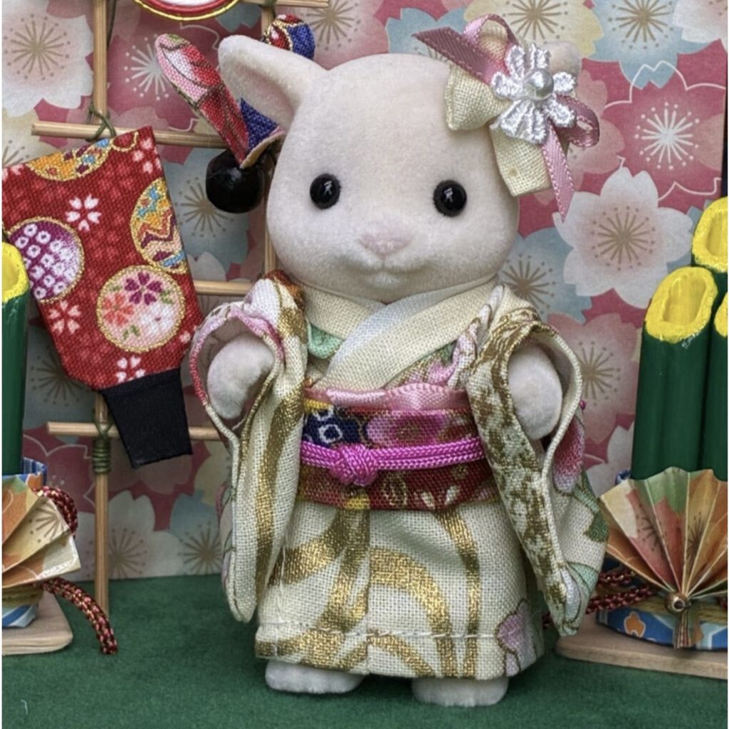 Handmade Kimono for Mother Pale Yellow darari-obi Handmade