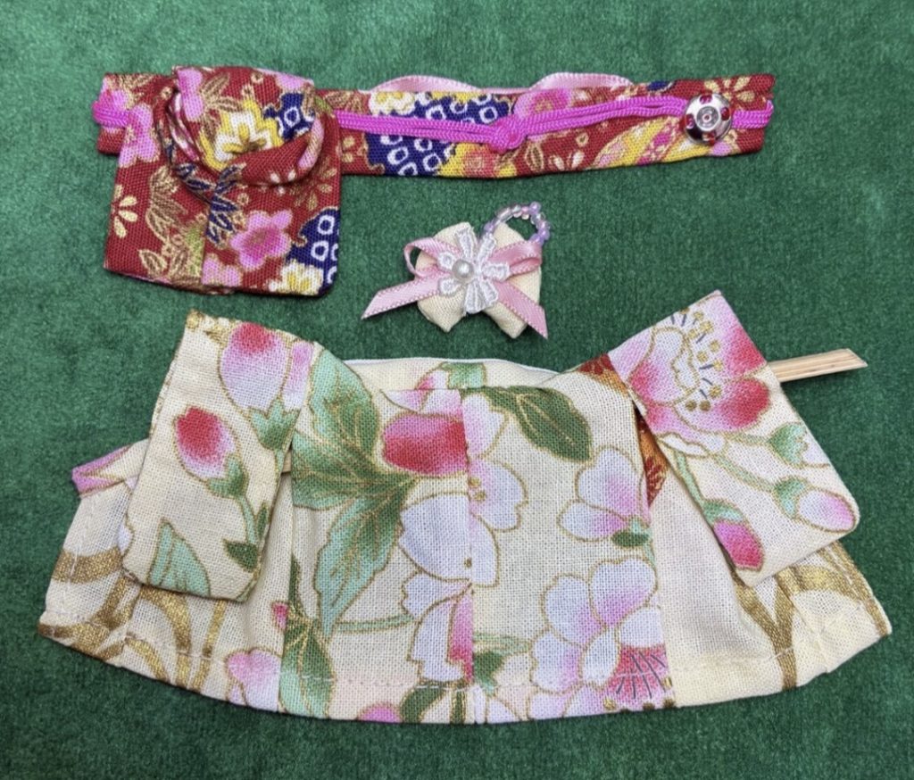 Handmade Kimono for Mother Pale Yellow darari-obi Handmade