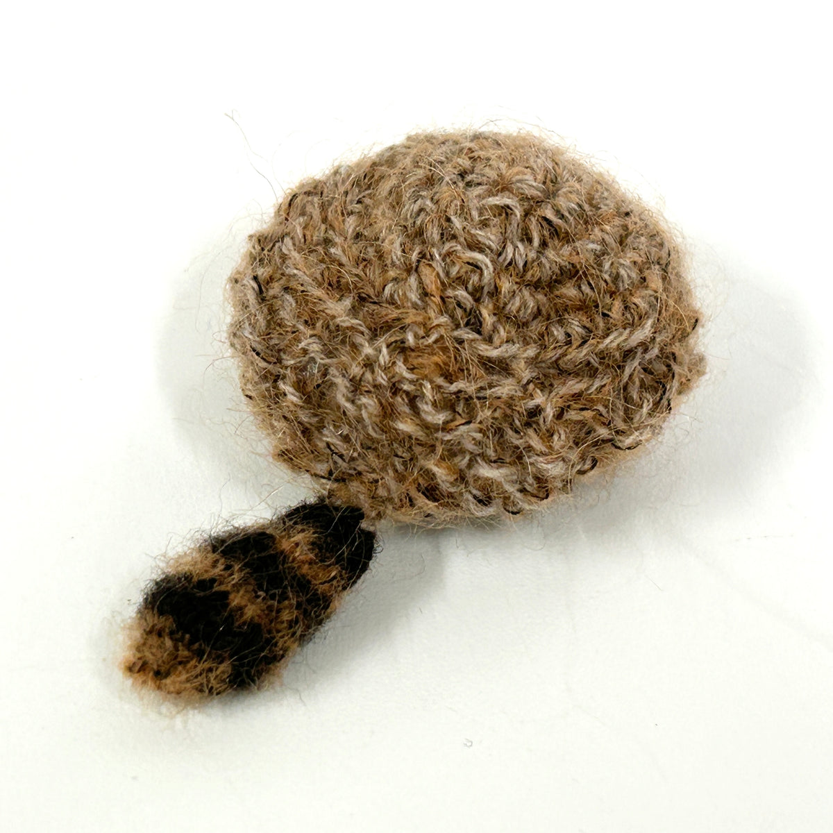 Hand-Knit Raccoon Tail Hat Brown Handmade
