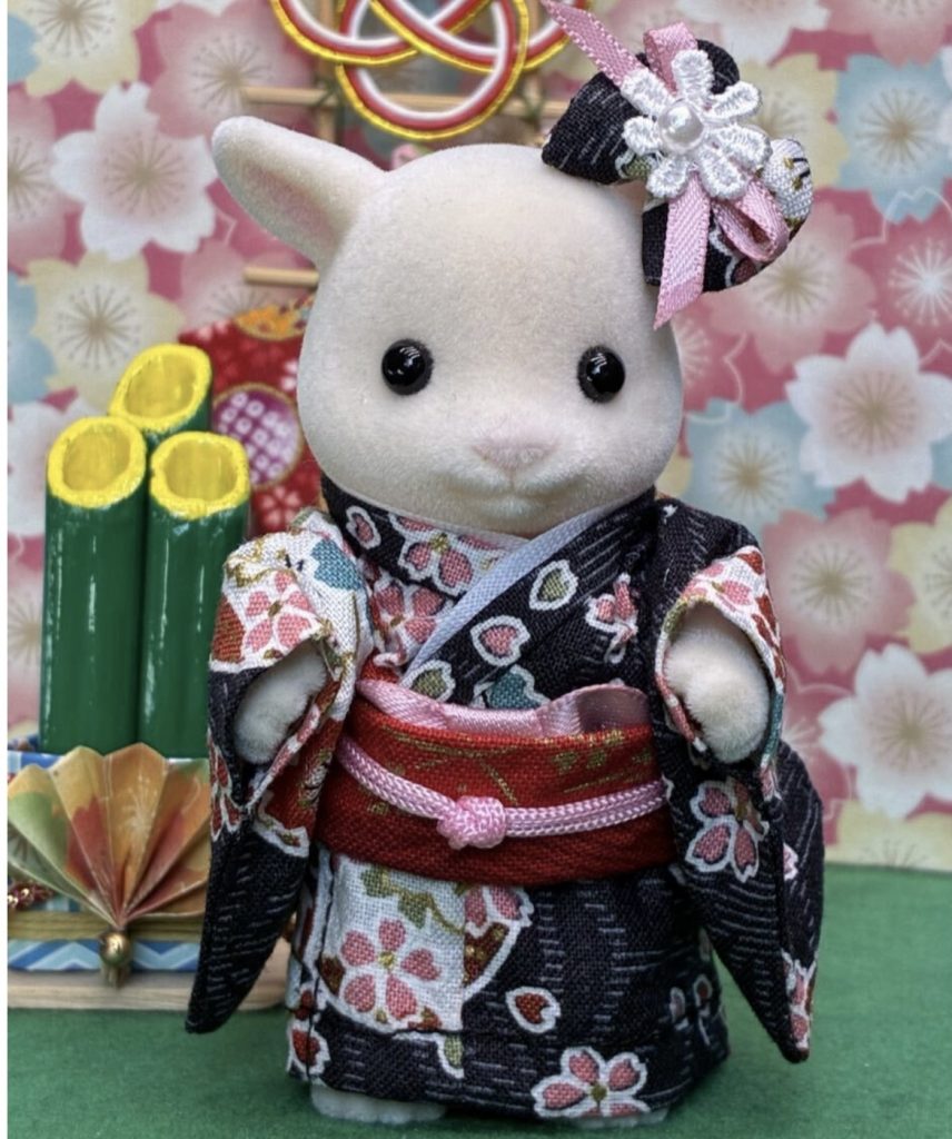 Kimono for Mother Sakura Black Handmade