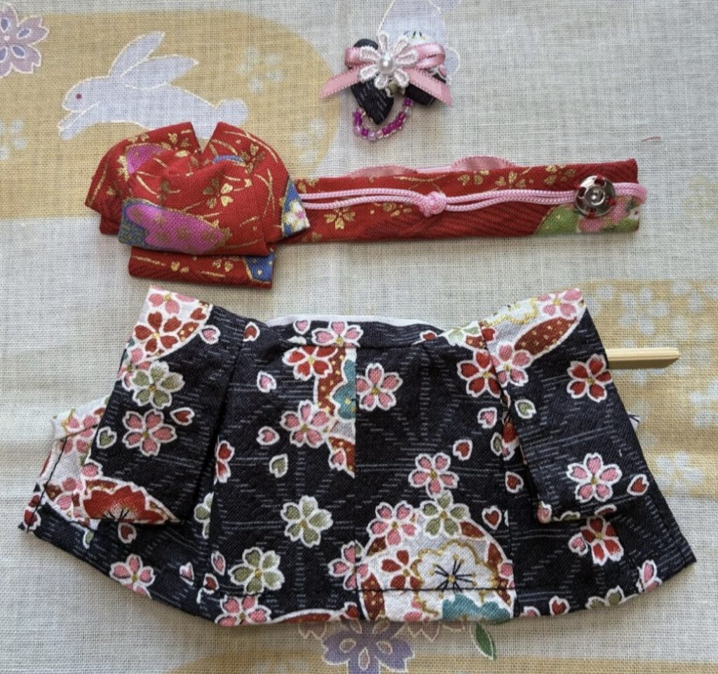 Kimono for Mother Sakura Black Handmade