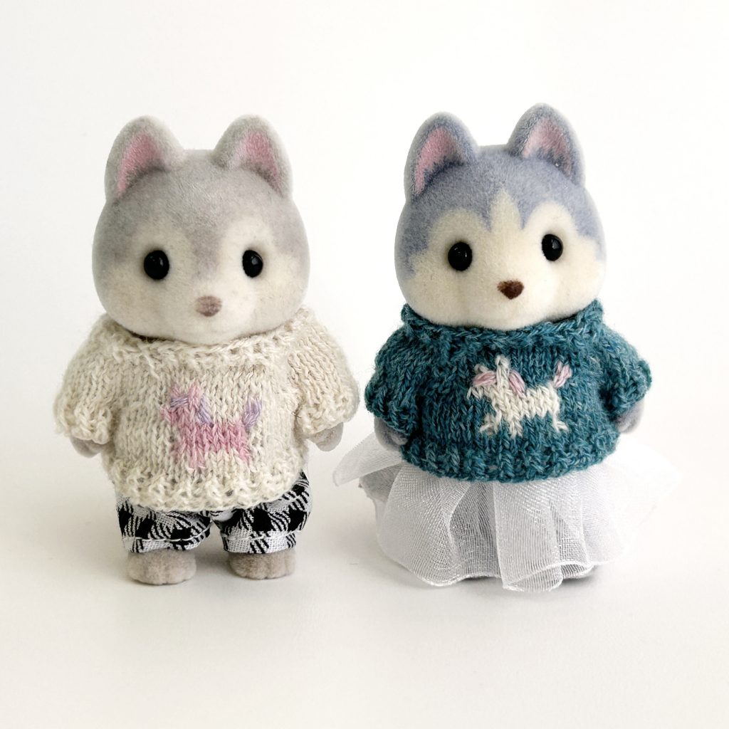 Horse Motif Sweater Green Handmade