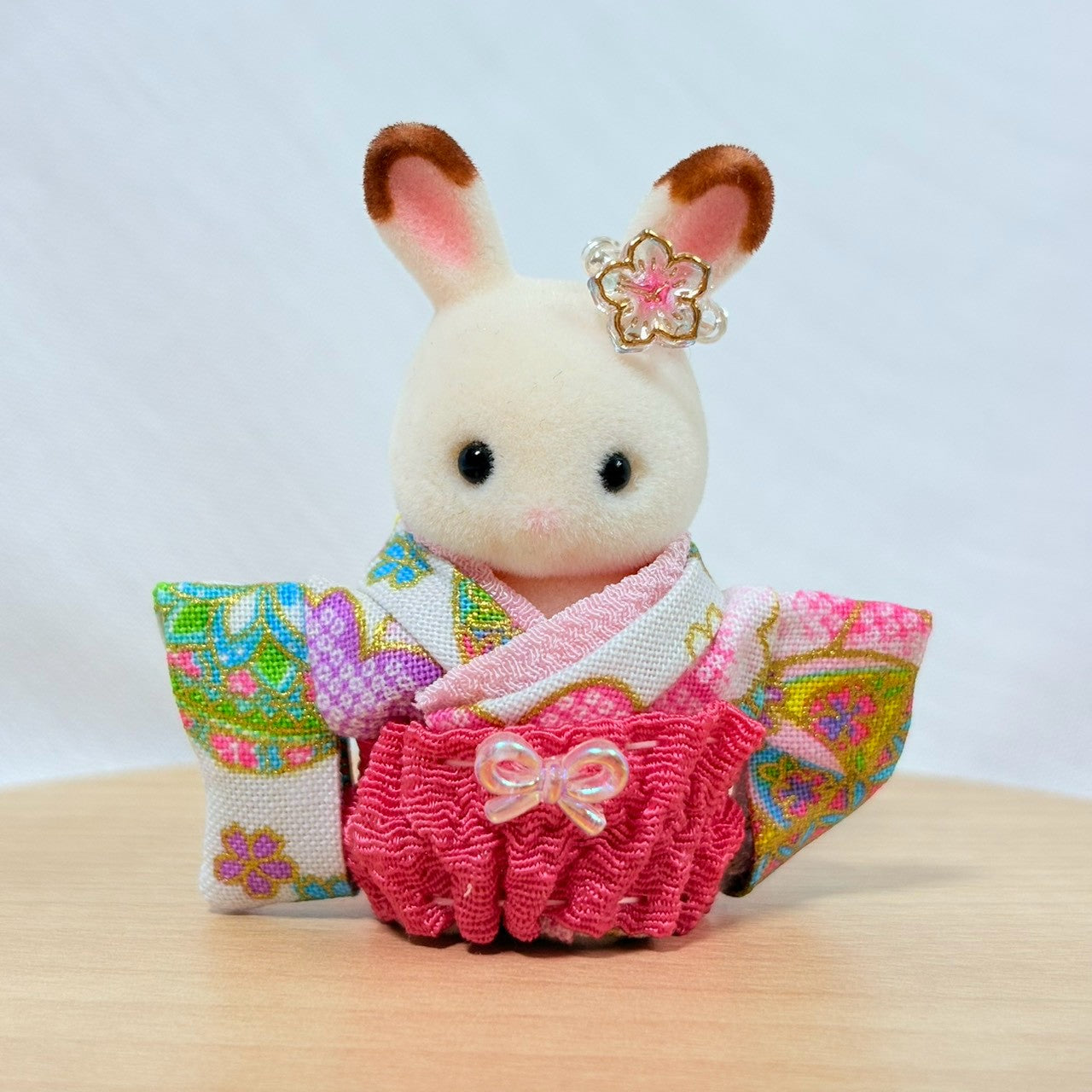 Baby Hakama 3-Piece Set Pink Kimono with pink hakama Handmade