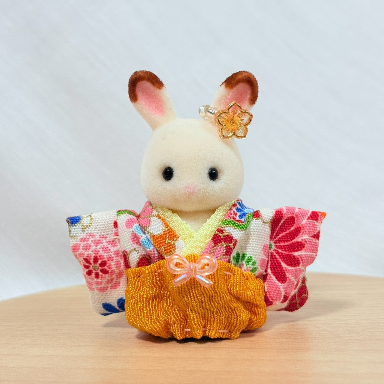 Baby Hakama 3-Piece Set White kimono with orange hakama Handmade