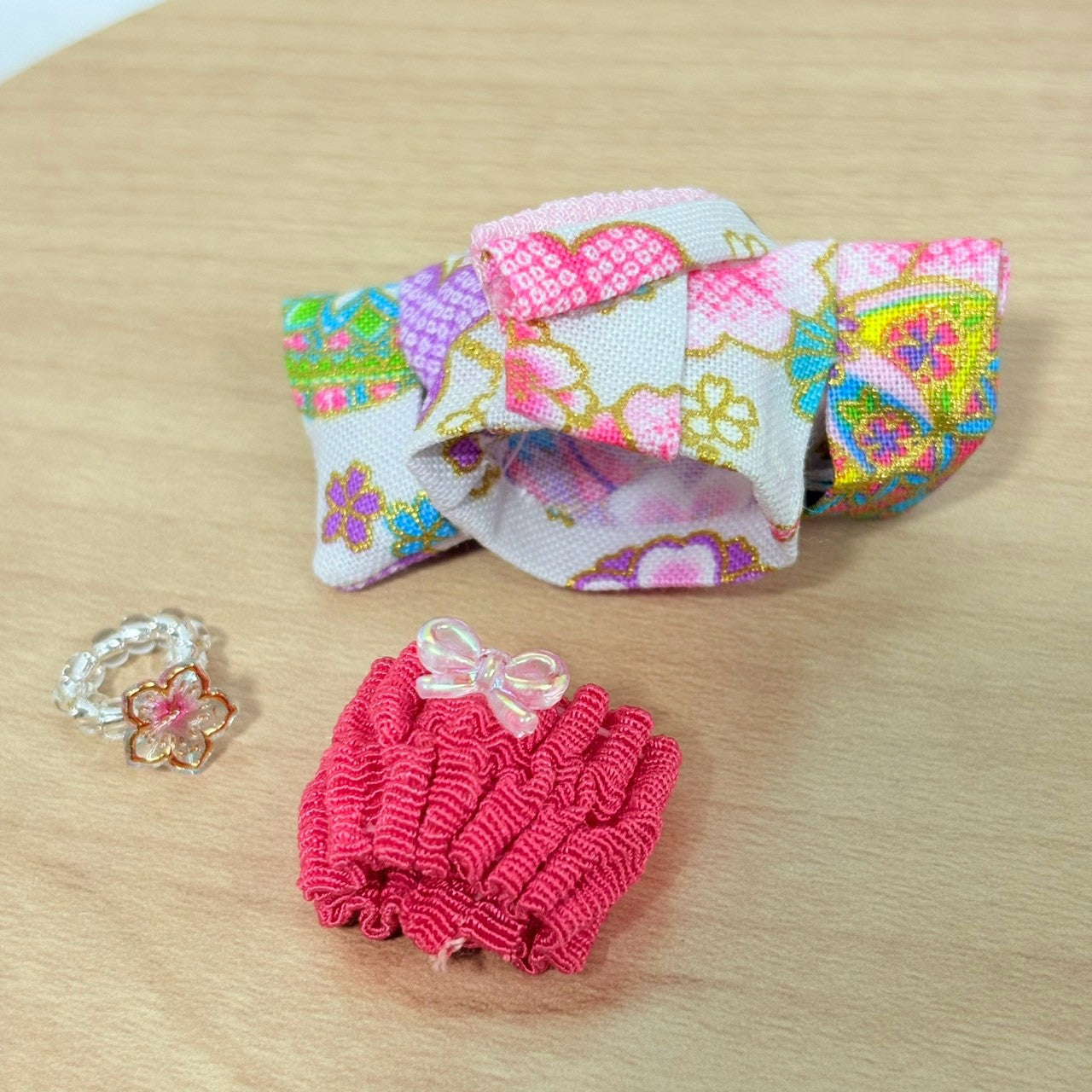 Baby Hakama 3-Piece Set Pink Kimono with pink hakama Handmade