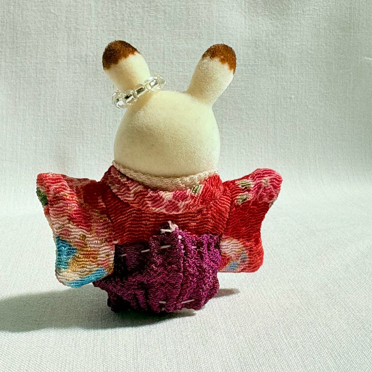 Baby Hakama 3-Piece Set Red Kimono with Purple Hakama Handmade