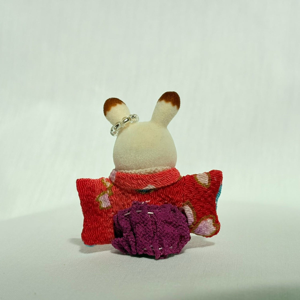 Baby Hakama 3-Piece Set Red Kimono with Purple Hakama Handmade