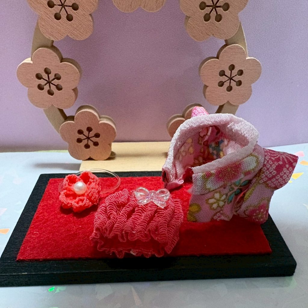 Hakama Bébé Ensemble 3 Pièces Rose Fait Main