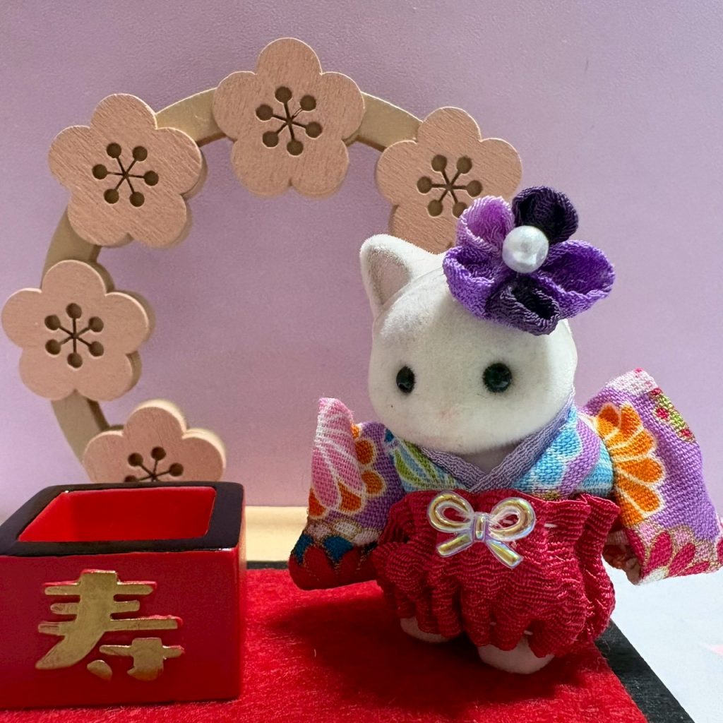 Ensemble Hakama Bébé 3 Pièces Violet Fait Main