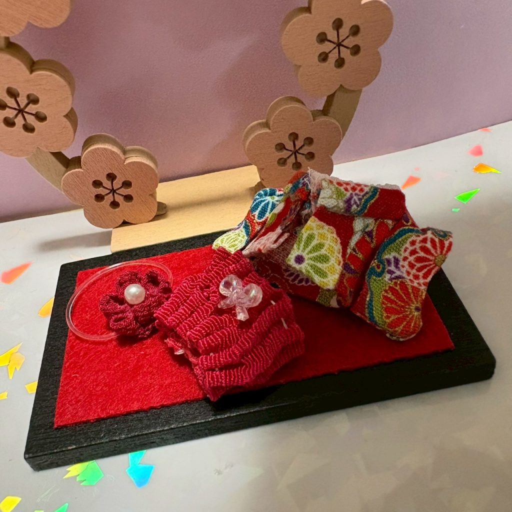 Ensemble Hakama Bébé 3 Pièces Rouge Fait Main