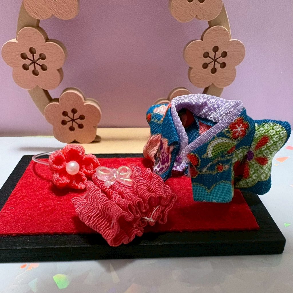 Ensemble Hakama Bébé 3 Pièces Turquoise Fait Main