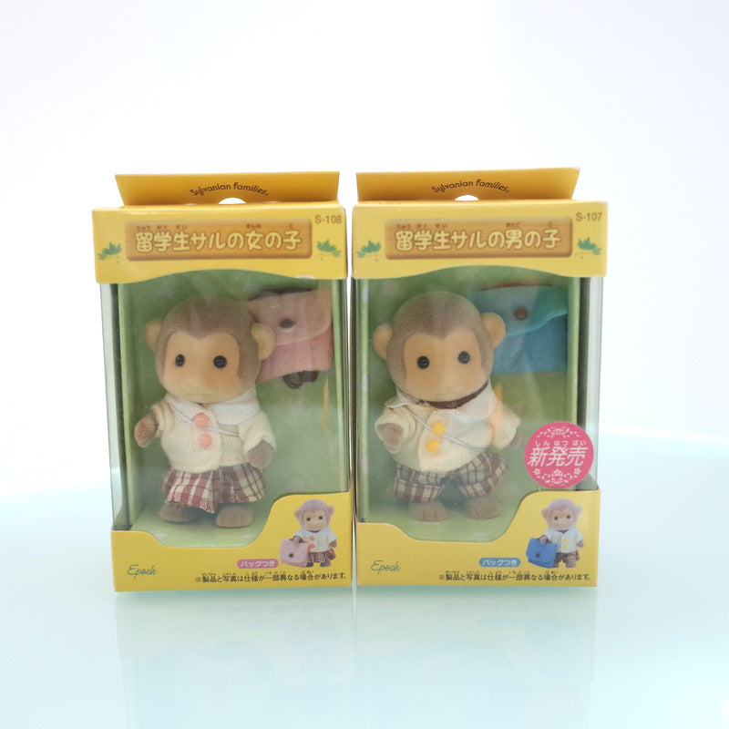 International Student Monkey Girl Boy S-107,S-108 Sylvanian Families Calico Critters