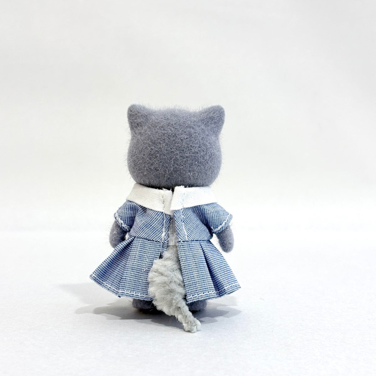 Girls Blue Dress Red Ribbon Mayumi Handmade