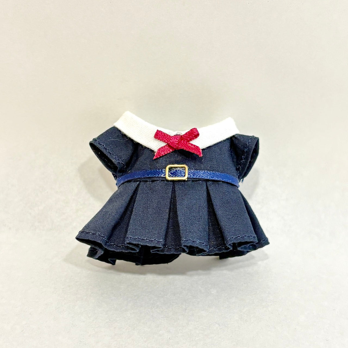 Girls Navy Dress Red Ribbon Mayumi Handmade