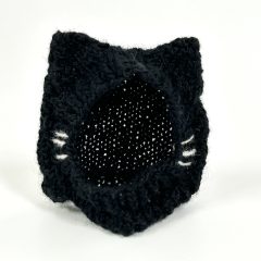 Hand-Knit Black Cat Hood Handmade