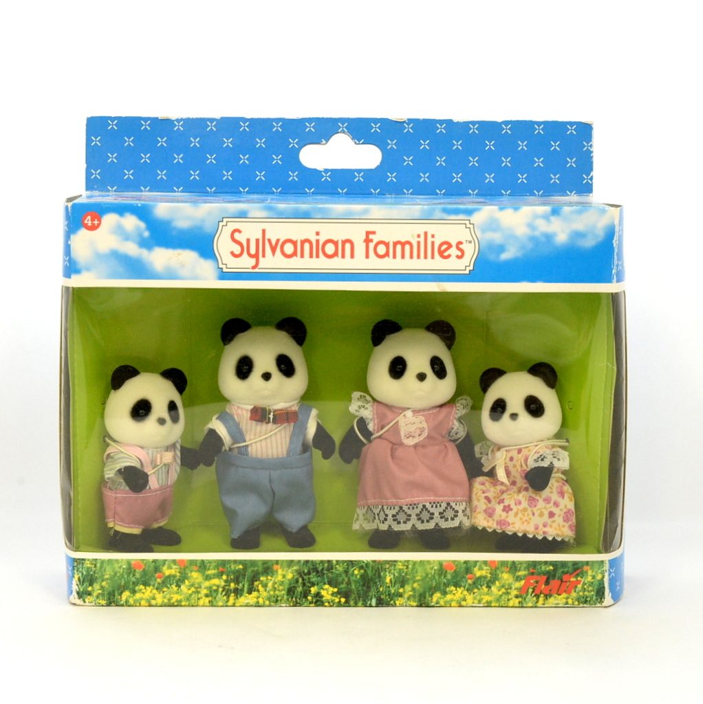 Used] PANDA FAMILY 4090 Retired Sylvanian Critters Families Calico Open Hands