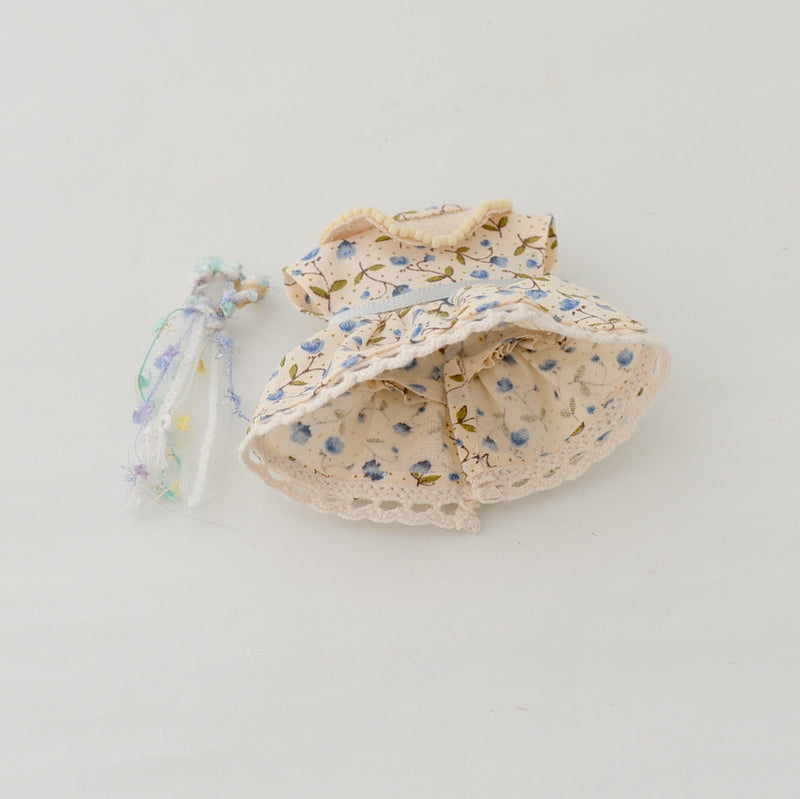 HANDMADE DRESS FOR GIRL BLUE FLORAL PATTERN Calico Critters Sylvanian Families