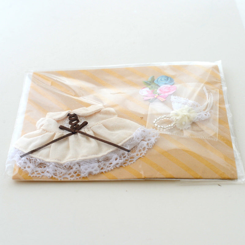 HANDMADE DRESS FOR MOTHER IVORY BROWN Calico Critters Sylvanian Families