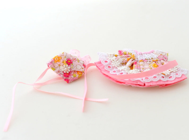 HANDMADE DRESS FOR MOTHER PINK RIBBON Calico Critters Sylvanian Families