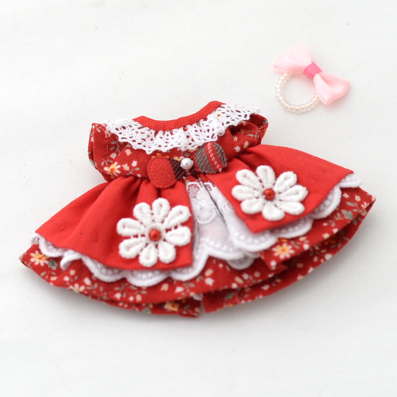 HANDMADE DRESS FOR MOTHER RED LAYERING Calico Critters Sylvanian Families