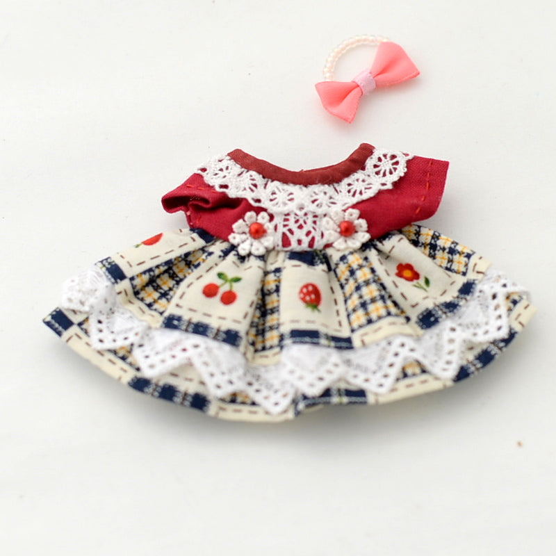 HANDMADE DRESS FOR MOTHER MAROON BLUE FRUITS Calico Critters Sylvanian Families