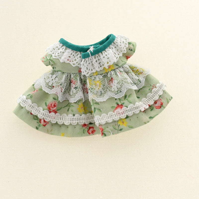 HANDMADE DRESS FOR MOTHER PALE GREEN ROSES Calico Critters Sylvanian Families