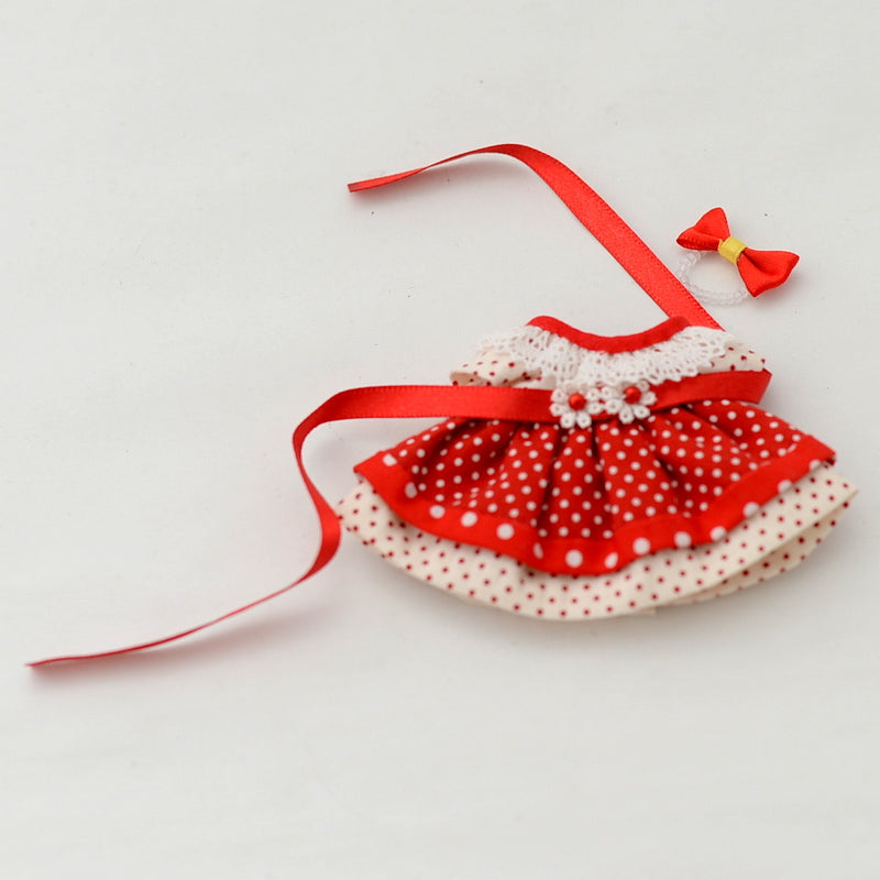 HANDMADE DRESS FOR MOTHER RED POLKA DOTS Calico Critters Sylvanian Families