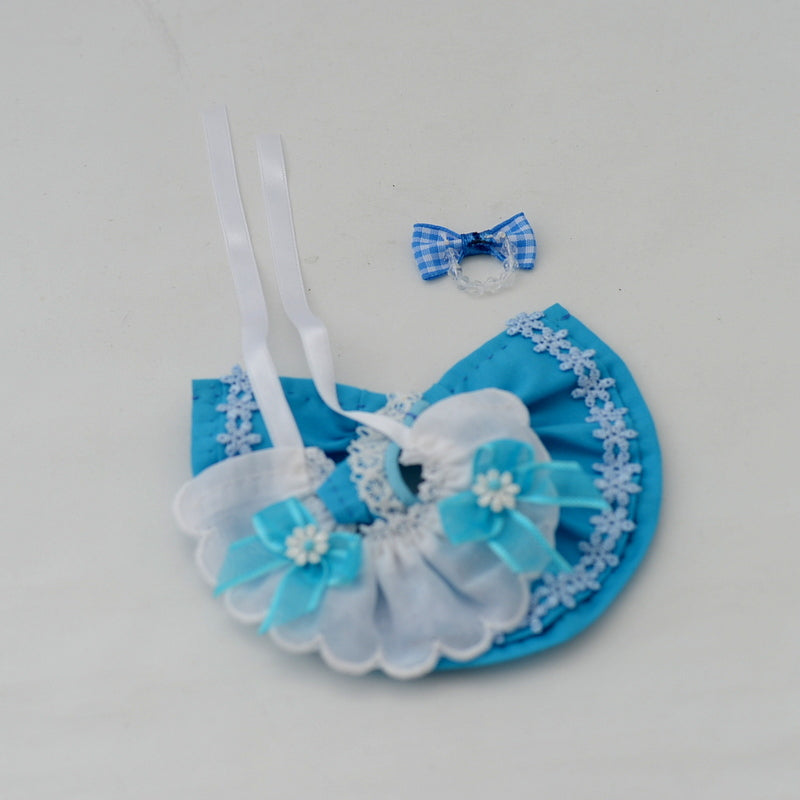 HANDMADE DRESS FOR MOTHER LIGHT BLUE W/RIBBON Calico Critters Sylvanian Families