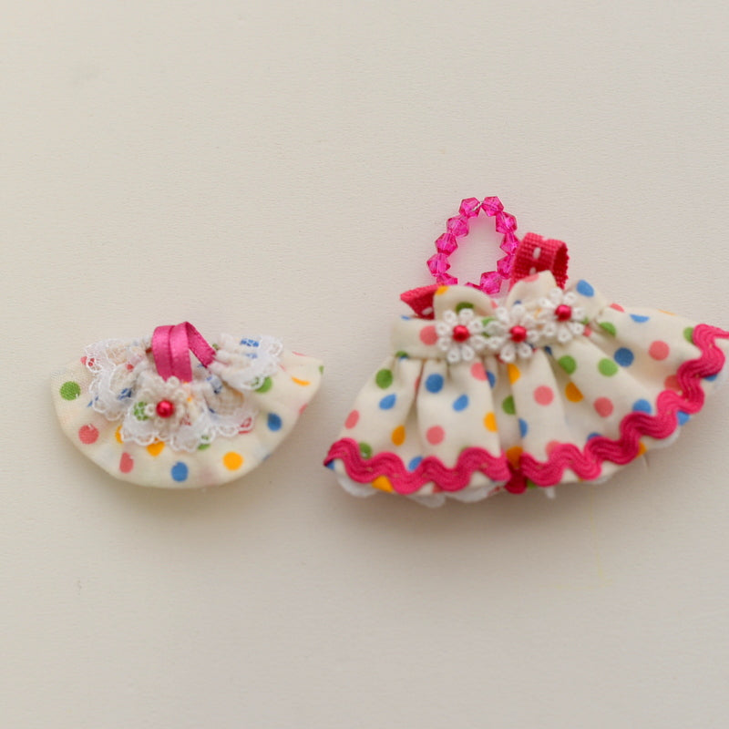 HANDMADE DRESS FOR GIRL & BABY PINK DOTTED Calico Critters Sylvanian Families