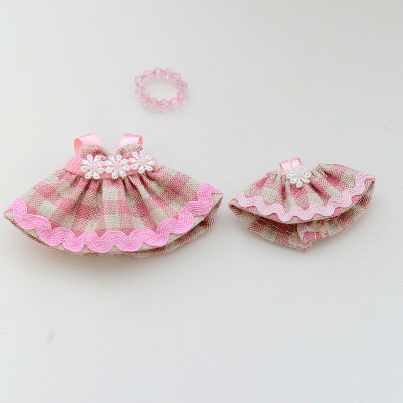 HANDMADE DRESS FOR GIRL & BABY GRAYSH PINK Calico Critters Sylvanian Families